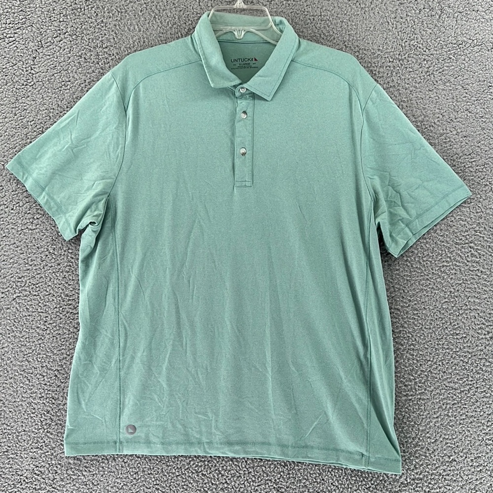 UNTUCKIT Short Sleeve Polo Button Mens XL Light Green Golf Outdoor Casual Summer